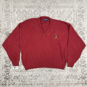 VTG Scottish Isle by Bernette Sweater Mens Golf Knit V-Neck Cotton USA Size XL